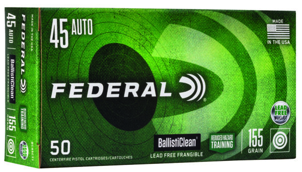 Federal BC45CT1 BallistiClean Reduced Hazard Training 45ACP 155gr Lead Free Frangible 50 Per Box/20 Case — view 1