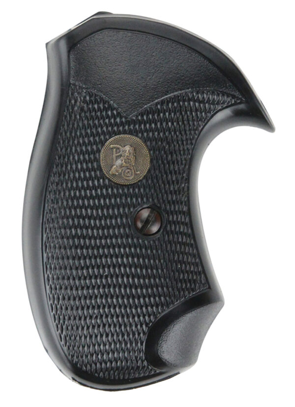 Pachmayr 03255 Compact Grip Checkered Black Rubber for S&W J Frame with Square Butt — view 1