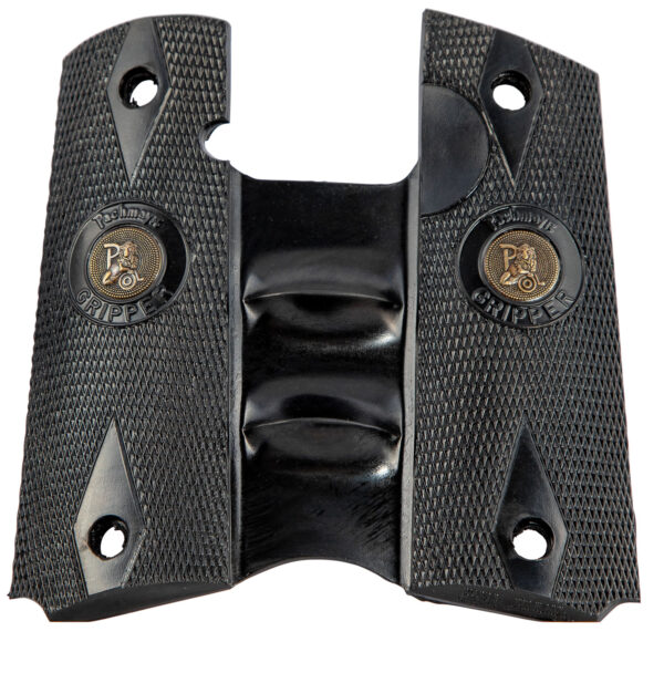 Pachmayr 05008 Signature Grip Checkered Black Rubber with Finger Grooves for 1911 — view 1