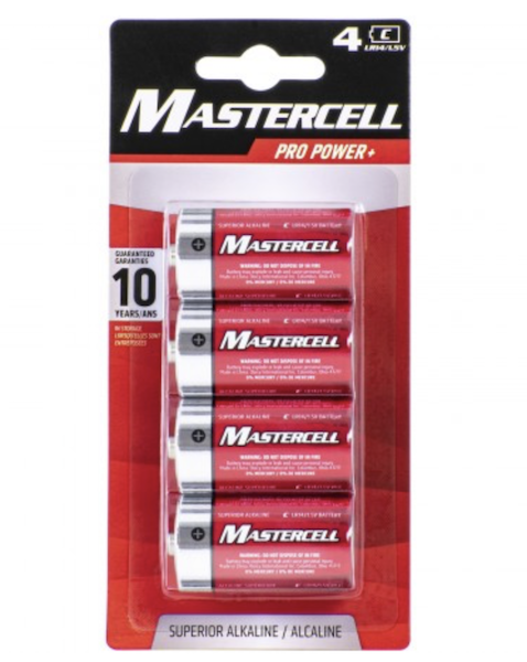 MASTERCELL ALKALINE C 4PK BATTERIES — view 1