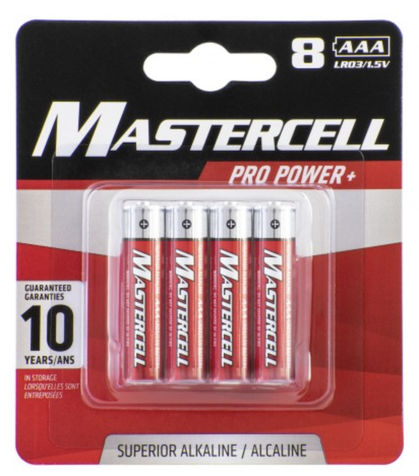 MASTERCELL ALKALINE AAA 8 BATTERIES — view 1