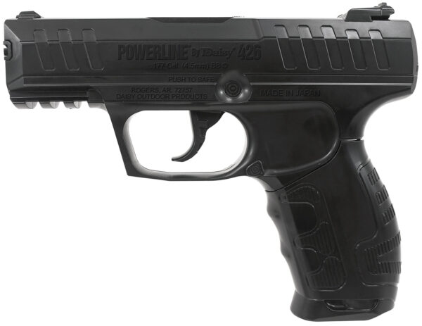 Daisy 426 Powerline Air Pistol CO2 177 Semi-Automatic 15 Shot Built-In BB Magazine, Smooth Bore Steel Barrel, Blade Front/Fixed Open Rear Sights, Molded Black Grip — view 1