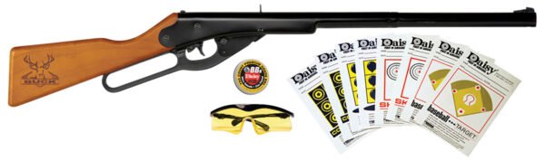 Daisy 994105403 Buck Shooting Kit Spring Piston 177 BB 400rd Shot 350 fps, Black Barrel/Rec, Stained Hardwood Furniture, Includes Glasses/Premium Ammo/Targets — view 1
