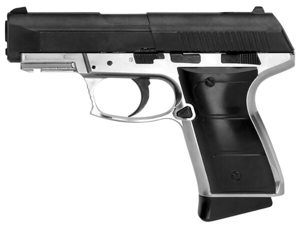 Daisy 985501442 5501 Powerline CO2 177 BB 15+1 430 fps, Smooth Bore Barrel, Black Slide, Silver Metal Frame with Pic. Rail, Molded Grips, Blade Front Sight, Manual Trigger Block Safety — view 1