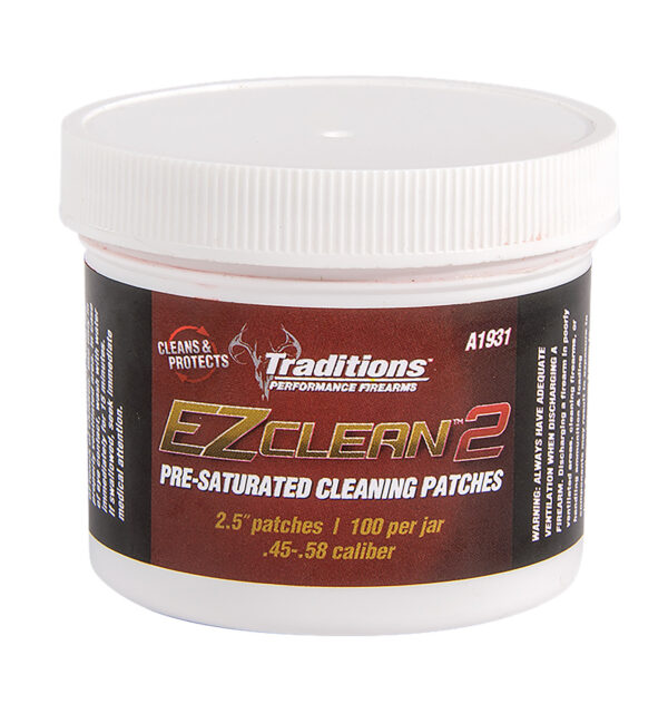 Traditions A1931 EZ Clean 2 Cleaning Patches Multiple .45 .54 Cal 100 Per Jar — view 1