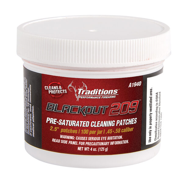 Traditions A1940 Blackout Cleaning Patches 45/54 Cal Muzzleloader 2.5" Cotton 100 Per Jar — view 1