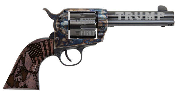 Traditions SAT73002FT 1873 Trump-Fight 45 Long Colt 6 Shot 4.75" Blued "Trump" w/Engraved Barrel, "Fight" Engraved Cylinder, Color Case Hardened Steel Frame, Walnut w/Trump Design Grip, Exposed Hammer — view 1