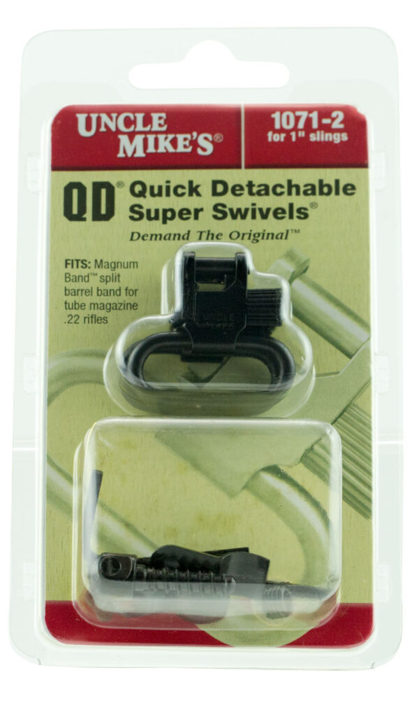 Uncle Mike's 10712 Magnum Band Swivel Set Quick Detach 115 U22 1" Fits .420-.470" Diameter Mag Tubes w/o Dismantling Gun — view 1