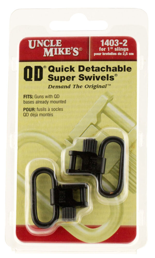 Uncle Mike's 14032 Super Swivel  Quick Detach Tri-Lock Blued 1" Loop for Rifles or Shotguns w/QD Bases — view 1
