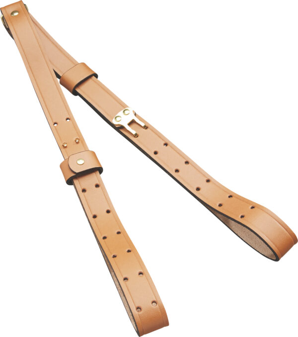 Butler Creek 26112 Military Carry Strap Brown Leather 44" OAL Two-Piece Rifle — view 1