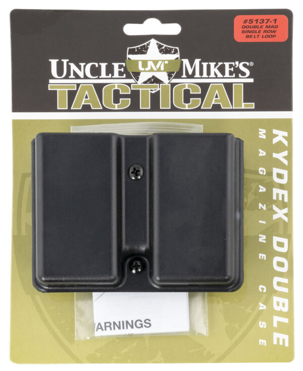 Uncle Mike's 51371 Kydex Double Mag Case Black Kydek, Belt Clip Mount Fits Belts Up To 1.75", Compatible With Single Stack Magazines — view 1