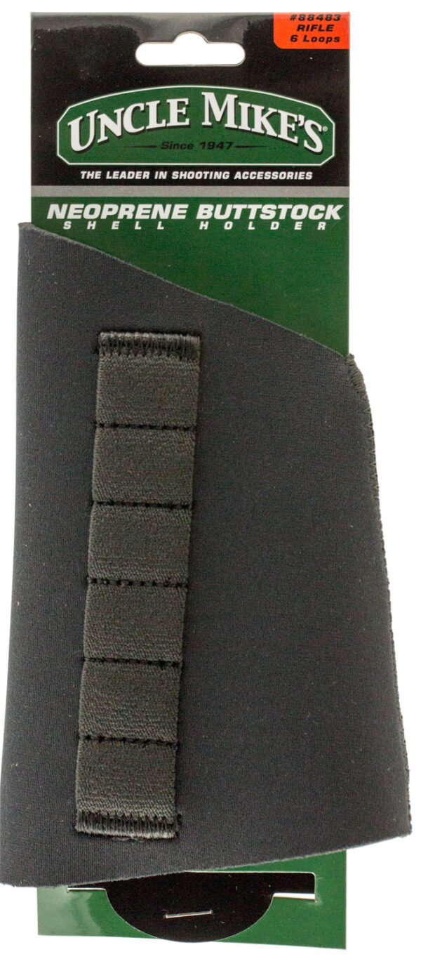 Uncle Mike's 88483 Buttstock Shell Holder  Black Neoprene 6rd Rifle — view 1