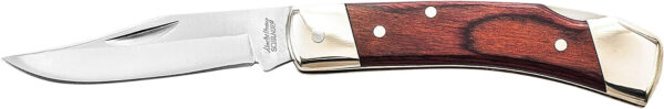 Uncle Henry LB5CP LB5 Smokey II Folding Clip Point Plain Stainless Steel Blade 3.70" Wood Handle Includes Sheath — view 1