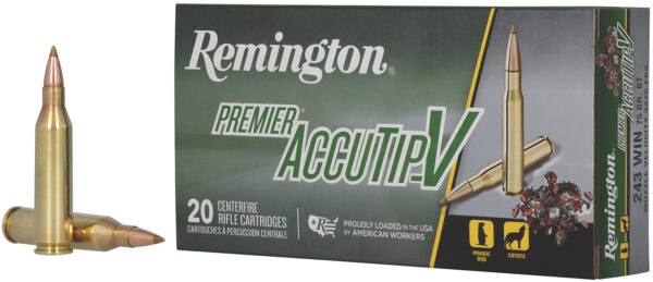Remington Ammunition 29194 Premier Accutip-V 243Win 75gr AccuTip V Boat Tail 20 Per Box/10 Case — view 1