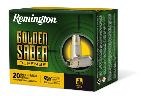 Remington Ammunition 27609 Golden Saber Defense 45ACP 185gr Brass Jacketed Hollow Point 20 Per Box/25 Case — view 1