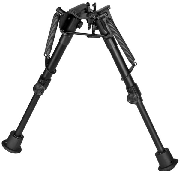 Harris Bipods 1A2-BR2 Non-Swivel BR Swivel Stud, 6-9", Black Steel/Aluminum, Self Leveling Legs, Rubber Feet (No Sling Stud Provision) — view 1
