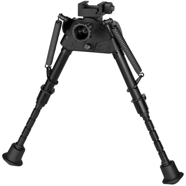 Harris Bipods S-BRMP Swivel BR Picatinny, 6-9", Black Steel/Aluminum, Notched Legs, Rubber Feet — view 1