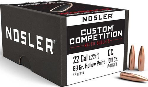 NOSLER BULLETS 22 CAL .224 - 69GR HP-BT CUSTOM COMP. 100CT — view 1