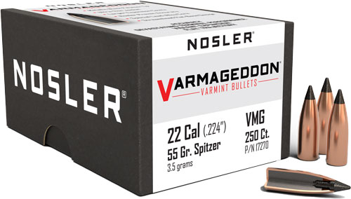 NOSLER BULLETS 22 CAL .224 - 55GR VARMAGEDDON TIPPED 250CT — view 1