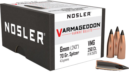 NOSLER BULLETS 6MM .243 - 70GR VARMAGEDDON TIPPED 250CT — view 1