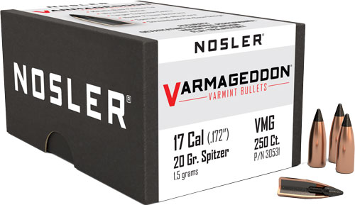 NOSLER BULLETS 17 CAL .172 - 20GR VARMAGEDDON TIPPED 250CT — view 1