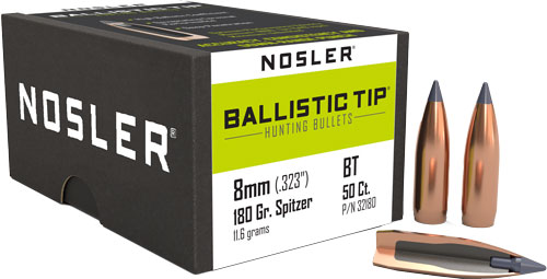 NOSLER BULLETS 8MM .323 - 180GR BALLISTIC TIP 50CT — view 1