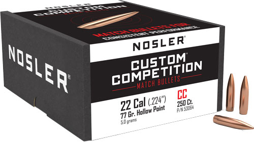 NOSLER BULLETS 22 CAL .224 - 77GR HP-BT CUSTOM COMP. 250CT — view 1