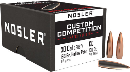 NOSLER BULLETS 30 CAL .308 - 168GR HP-BT CUSTOM COMP. 100C — view 1