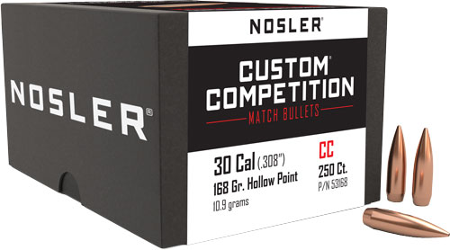 NOSLER BULLETS 30 CAL .308 - 168GR HP-BT CUSTOM COMP. 250CT — view 1