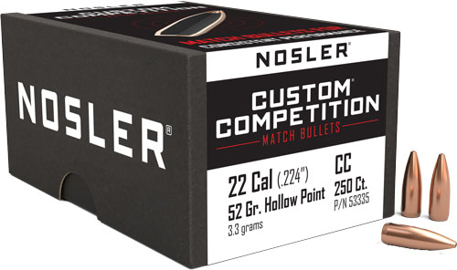 NOSLER BULLETS 22 CAL .224 - 52GR HP-BT CUSTOM COMP. 250CT — view 1