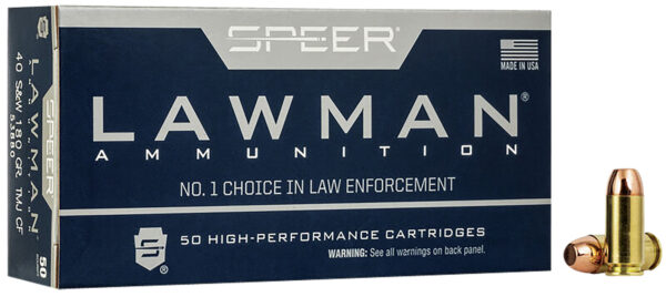 Speer 53880 Lawman Training Clean-Fire 40S&W 180gr Total Metal Jacket Round Nose 50 Per Box/20 Case — view 1