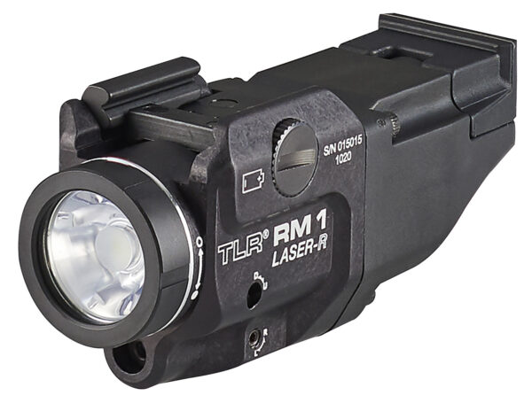 Streamlight 69446 TLR-1 RM w/Laser Black Anodized Aluminum,  500 Lumens White LED Bulb/Red Laser, 210 Meters Beam, Picatinny Rail Mount — view 1