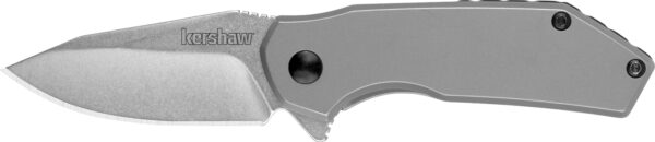 Kershaw 1375 Valve  EDC 2.25" Folding Drop Point Plain Stonewashed 4Cr14 Blade, Bead Blasted Stainless Steel Handle — view 1