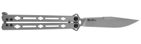 Kershaw 5150 Lucha  4.60" Butterfly Drop Point Plain Stonewashed 14C28N Steel Blade Bead Blasted Stainless Steel Handle — view 1