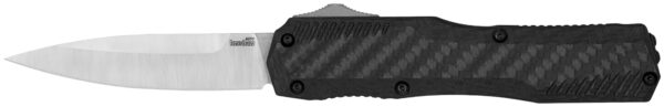 Kershaw 9000CF Livewire  3.35" OTF Dagger, Plain Black PVD CPM MagnaCut Steel Blade, Black Anodized Aluminum Handle — view 1