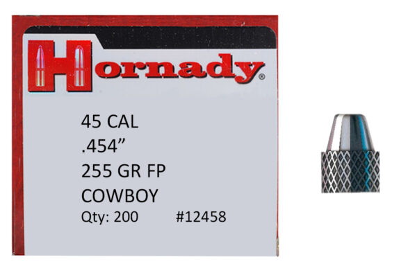 Hornady 12458 Frontier Lead 45 Cal .454 255 gr Flat Point Cowboy 200 Per Box/ 8 Case — view 1