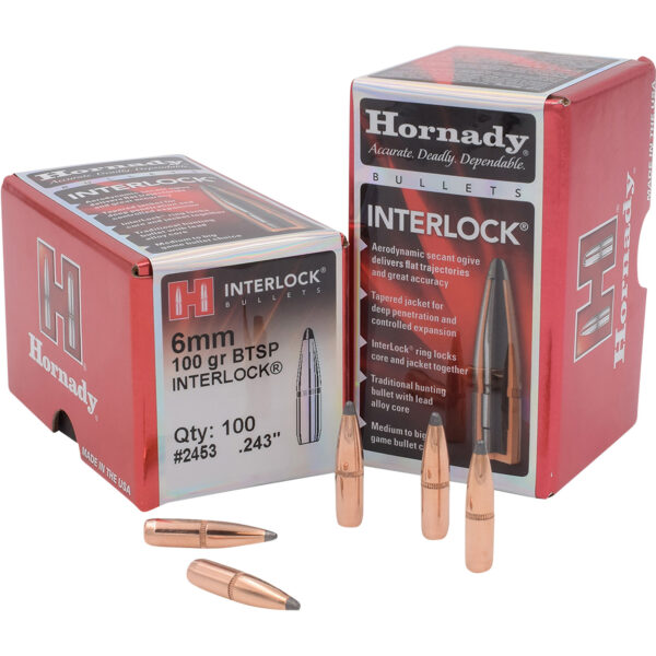 Hornady 2453 InterLock  6mm .243 100 gr Boat Tail Spire Point 100 Per Box/ 25 Case — view 1