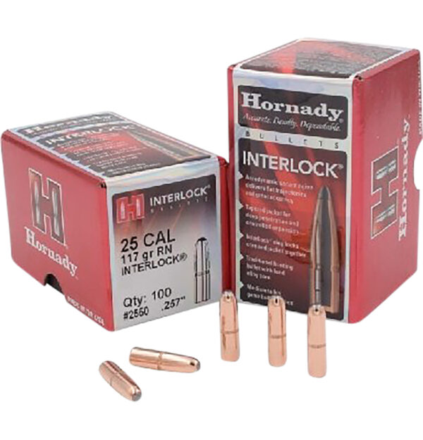 Hornady 2550 InterLock  25 Cal .257 117 gr Round Nose 100 Per Box/ 25 Case — view 1