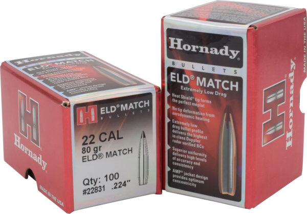 Hornady 22831 ELD Match  22 Cal .224 80 gr Extremely Low Drag Match 100 Per Box/ 25 Case — view 1
