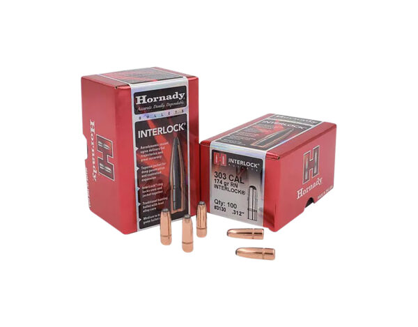 Hornady 3130 InterLock  303 Cal .312 174 gr Round Nose 100 Per Box/ 15 Case — view 1