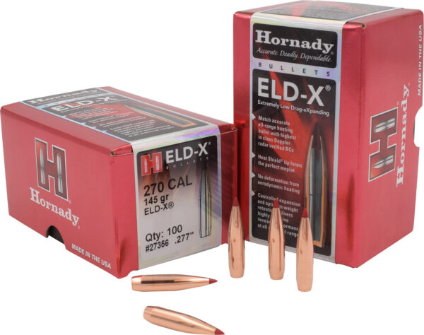 Hornady 27356 ELD-X  270 Cal .277 145 gr Extremely Low Drag eXpanding 100 Per Box/ 15 Case — view 1