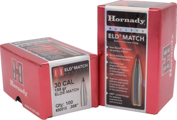 Hornady 30313 ELD Match  30 Cal .308 155 gr Extremely Low Drag Match 100 Per Box/ 15 Case — view 1