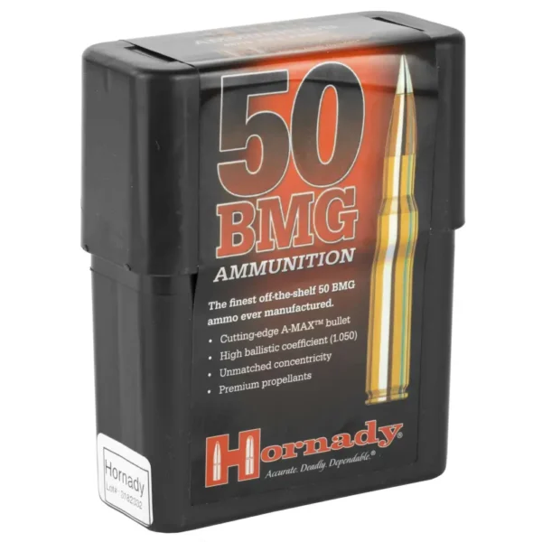 HORNADY MATCH RIFLE AMO 50 BMG 750GR A-MAX MATCH 10RD ( 10 BOXES PER CASE ) — view 1