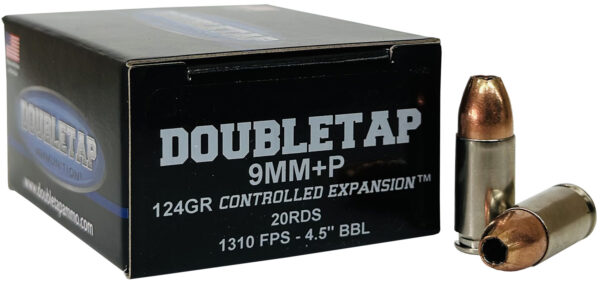 DoubleTap Ammunition 9MM124HP209mm+P Luger 124gr Controlled Expansion JHP 20 Per Box/50 Case — view 1