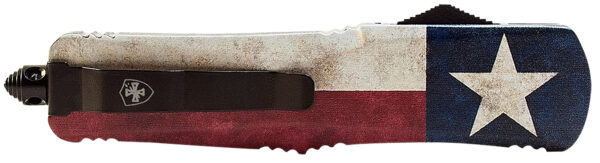 Templar Knife SCAP331 Gen II Captain Small 2.69" OTF Drop Point Plain Black Oxide Stonewashed 440C SS Blade, 4.31" Red/White/Blue w/Star Aluminum Handle Glass Breaker — view 1