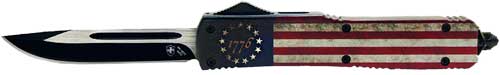 TEMPLAR KNIFE SLIM OTF BETSY - ROSS FLAG 3.1" BLACK DROP PNT — view 1