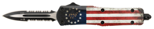 Templar Knife SBRF431 Gen II Betsy Ross Flag Small 2.75" OTF Dagger Part Serrated 440C SS Blade, 4.25" Betsy Ross Flag Aluminum Handle, Glass Breaker — view 1