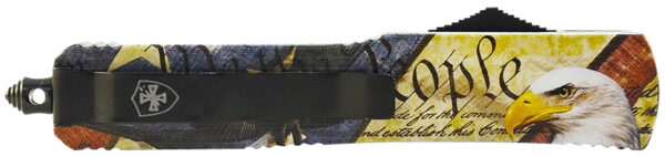 Templar Knife SEG332 Gen II Eagle Small 2.69" OTF Drop Point Plain Powder Coated 440C SS Blade, 4.31" Eagle w/"We The People" Aluminum Handle, Glass Breaker — view 1