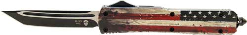 TEMPLAR KNIFE SLIM OTF WOOD US - FLAG 3.1" BLACK TANTO — view 1