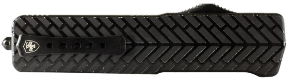 Templar Knife LAHBG52 Premium LW  Large 3.55" OTF Tanto Part Serrated Black Oxide Stonewashed D2 Steel Blade, 5.25" Black Herringbone Aluminum Handle — view 1